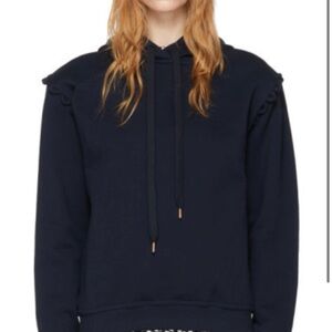 See By Chloe Dark Blue Ruffle Hoodie